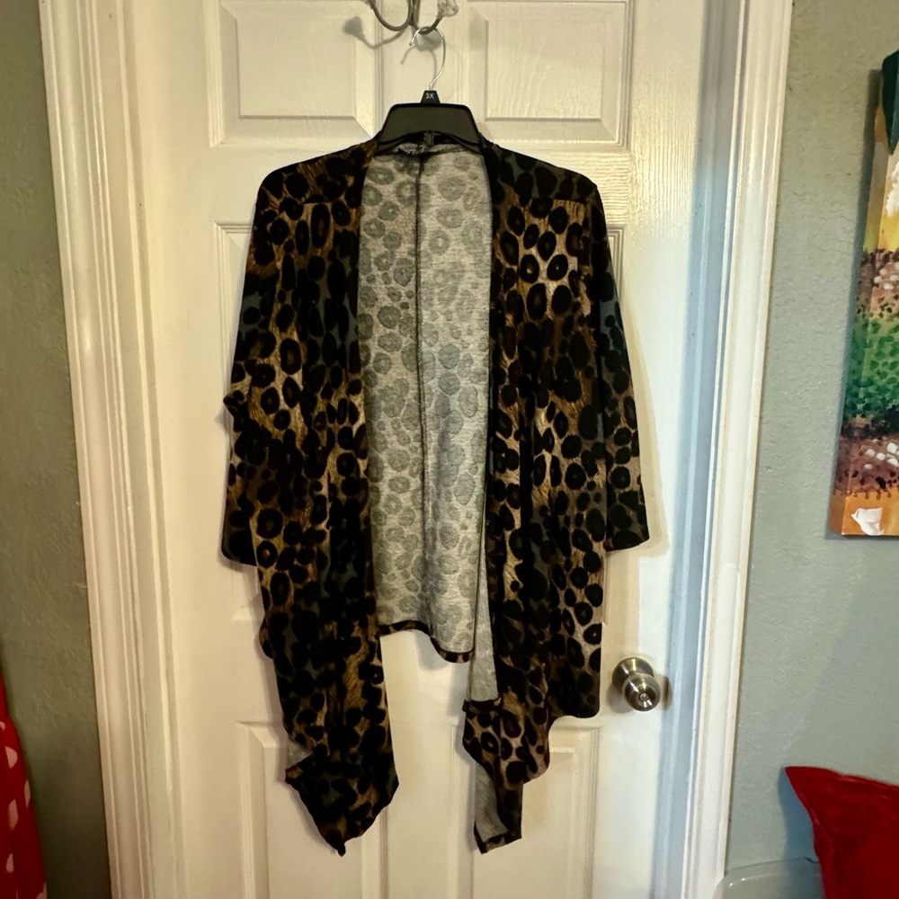 Leopard Print Open Front Cardigan